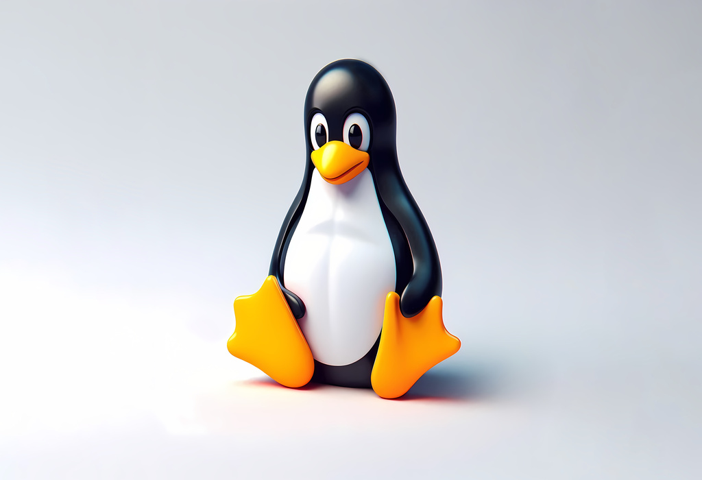 Close up of isolated Tux penguin, emblem of GNU/Linux operating system. Copyspace.