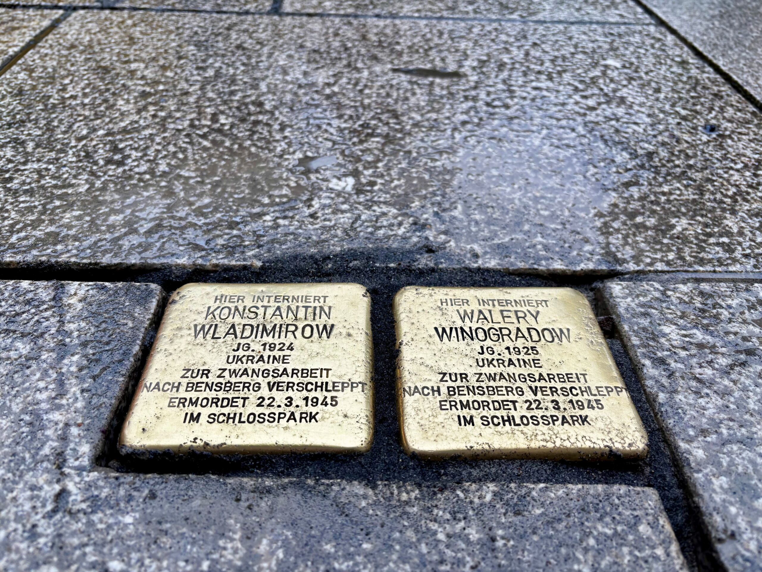 Gegen das Vergessen: Stolpersteine für Konstantin Wladimirow und Walery Winogradow verlegt Gegen das Vergessen: Stolpersteine für Konstantin Wladimirow und Walery Winogradow verlegt